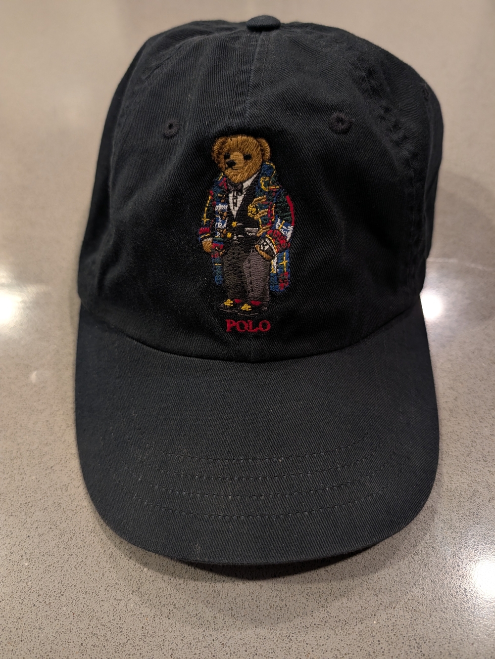 Polo Ralph Lauren Bear Embroidered Black Cotton Baseball Cap